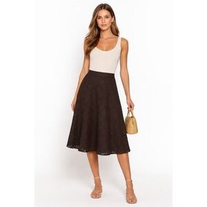 VTG Y2K Banana Republic Womens 2 Chocolate Brown Eyelet Midi Skirt Dark Academia